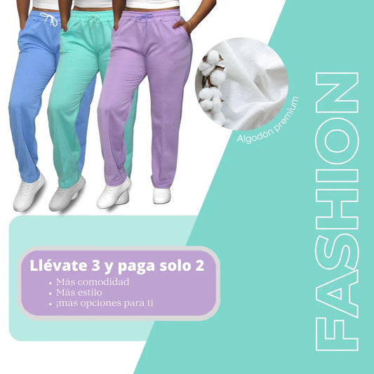 Combo Joggers Premium Bota Recta de Algodón Perchado